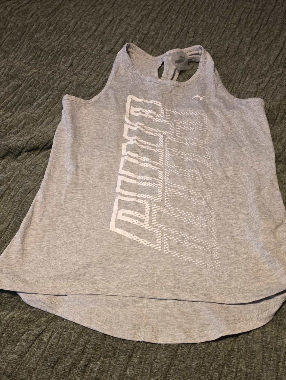 Puma Light Gray Graphic Racerback Tank Top
